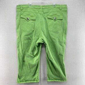Zoey Beth Pants Womens 24 Green Cord Wale Corduroy Capri Flap Pocket Stretch Y2K